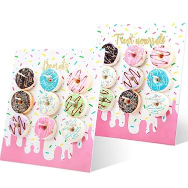 Imagem de Yerliker 2 peças de suporte de exibição de donut, placa de suporte de donut reutilizável, placas de bagel de parede de festa para Natal, casamento, aniversário, festas de reunião de férias (40 x 36 cm