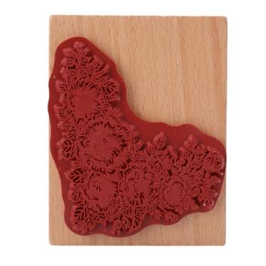 Imagem de Phefop Carimbo de Borracha de Madeira, Carimbo de Canto de Flor Portátil Compacto para Artesanato, Design Floral Fácil de Usar, Perfeito para álbuns de Recortes e Fabricação de Cartões