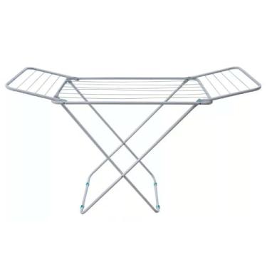 Imagem de Varal de Chão Retrátil com Abas Laterais, Alumínio Resistente, Branco, Base Reforçada, Material Antioxidante, Dobrável para Roupas