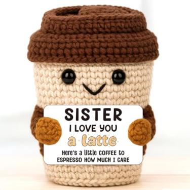 Imagem de Presentes para irmãs de Natal, presente de aniversário de irmã do irmão – Presente engraçado para amantes de café – Presente doce de agradecimento e eu te amo para aniversário ou celebração de férias