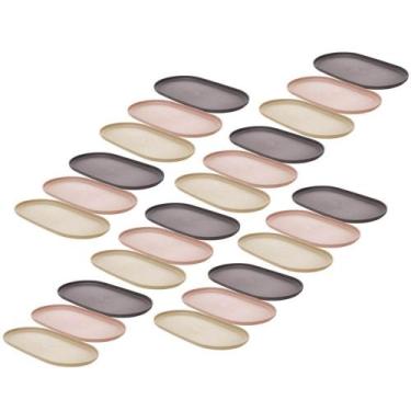 Imagem de Kit 24 Travessas Bambu Ecológico Oval 23,7x13cm Bandeja Servir Porções