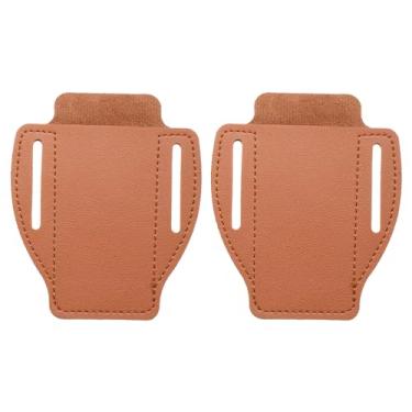 Imagem de HARFINGTON 2 peças de bainha de faca de bolso de couro PU, 12 x 9,7 cm, design de passador de cinto, parte superior aberta, suporte de faca compacto, marrom escuro
