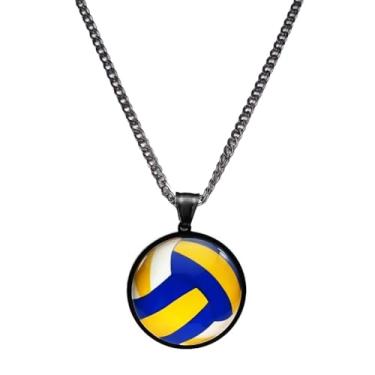 Imagem de JczR.Y Colar de vôlei, dourado, prata, esportes, bola, colares para mulheres e homens, personalizado, pingente de voleibol, acessórios esportivos, joias de Natal para amantes de jogadores, 50 cm, Aço