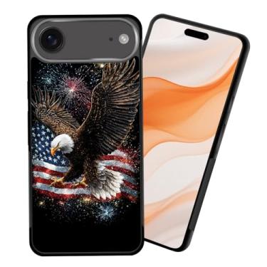 Imagem de CICPLKSE Capa para iPhone Air, capa protetora fina de borracha antiderrapante com absorção de choque para iPhone Air de 6,5 polegadas 2025, bandeira Eagle Fireworks