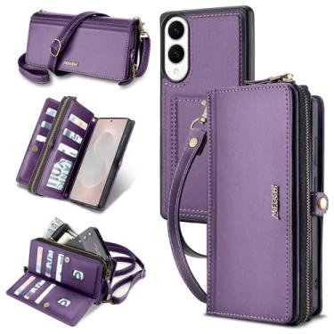 Imagem de HHCaseP Capa carteira para Samsung Galaxy S25 Edge com 9 compartimentos para cartão, carteira de couro PU de grande capacidade com bloqueio de RFID, carteiras masculinas femininas com alça, para