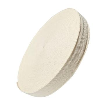Imagem de Fita de sarja de algodão de 50 metros de 3,5 cm, fita macia natural de viés fita de espinha de peixe para costura, artesanato, decoração de casa (bege, 3,5 cm)