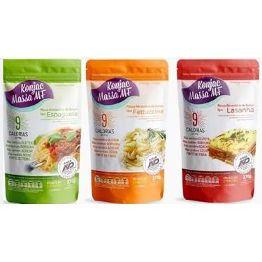 Imagem de Kit 03 Konjac Massas Tipo Espaguete,Fettuccine e Lasanha de 270g