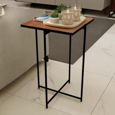 Imagem de Mesa Dobravel Portatil，Mesa Lateral Dobrável Mesa Auxiliar Alta Apoio Sala Sofa Estilo Industrial(Freijó Tampo Único)