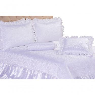 Imagem de Kit De Colcha Cobre Leito Athena Casal Queen 05 Peças Branco