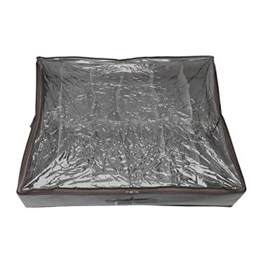Imagem de LiebeWH Tecido Dobrável Sob a Cama Organizador de Armazenamento de Sapatos Gaveta Transparente Janela Cinza Escovado Caixa de Contêiner Com Economia de Espaço de Grande Capacidade Solução de