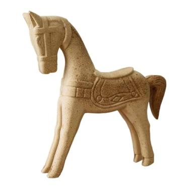 Imagem de Fxzqgnh Cavalo de Madeira Inacabado, Peça em Branco, Estatueta de Animal, Decoração de Mesa, Escultura para Pintar, Ideal para Festa de Inauguração, Sala de E, Estilo E