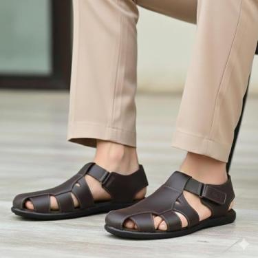 Imagem de Sandalia Franciscana Masculina Em Couro legitimo Percata Fechada - Dec