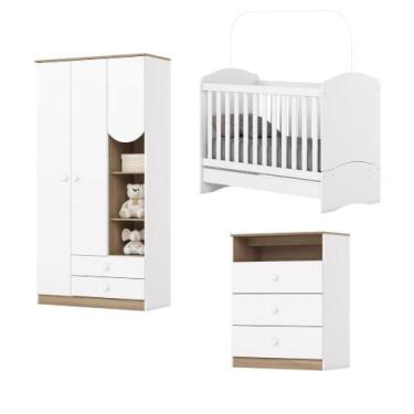 Imagem de Dormitório Infantil Completo Berço Bala De Menta Para Quarto Bebê Magi