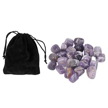 Imagem de Pedras de runas MUNEFE, conjunto de cristal com letras gravadas, cristal com letras do alfabeto de runas gravadas para meditação de adivinhação (25 peças) (Violeta)