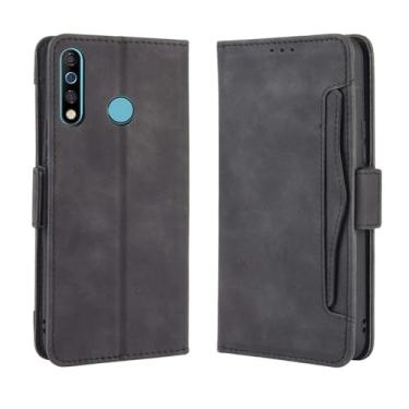 Imagem de Capa para Infinix Tecno Camon 12,Retro magnético Flip Case,Design de carteira de couro PU com slots de cartão removíveis -Black