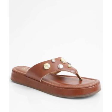 Imagem de Tamanco Feminino Flatform Tachas Via Uno Caramelo-97034, Caramelo, 36