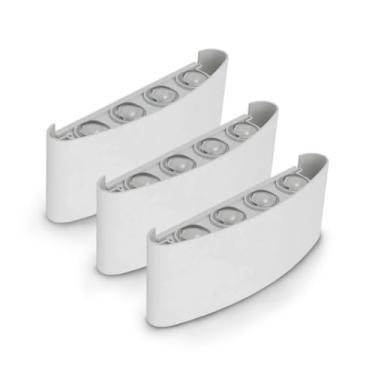 Imagem de Kit 1/2/3 Luminárias Arandela Meia Lua - 6/8 LEDs Bivolt, Luminária de Parede Externa e Interna, Cores Branco/Preto, Decorativa e Resistente (3 Branco,6 Leds)