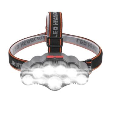 Imagem de Lanterna de Cabeça Recarregável LED 7 Leds Alta Potência, Bateria 1200mAh, Ajustável, Leve e à Prova de Respingo – Ideal para Trilhas, Camping e Trabalho Noturno