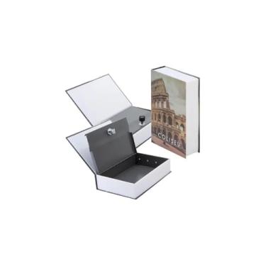 Imagem de Cofre Camuflado em Formato de Livro com Chave, Metal e Papelão, 18x12x6cm, Médio, 500g, Estampa Sortida