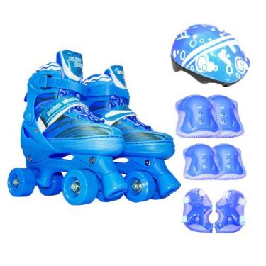 Imagem de Patins Infantil Roller 4 Rodas + Capacete Proteção Ajustável - Astro M