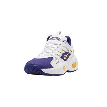 Imagem de Reebok Tênis de basquete unissex para adultos, Branco/Roxo Negrito/Sempre Amarelo, 4.5 Women/3 Men