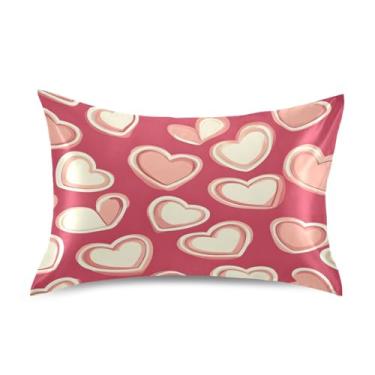 Imagem de Wassud Fronha de almofada de cetim creme de coração para cabelo e pele fronhas de seda lisa king size respiráveis com fecho de envelope