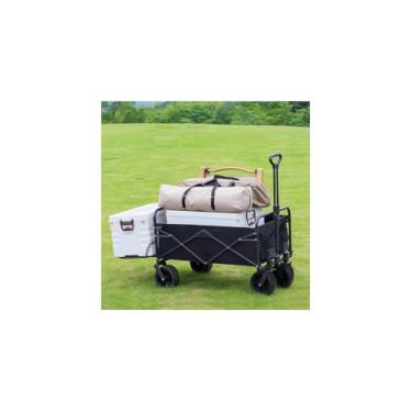 Imagem de Carrinho de Carga Dobrável Multiuso, Preto, Estrutura em Aço e Lona, Capacidade 150kg, 75x73x44,5cm, com Rodas Giratórias e Alça Retrátil