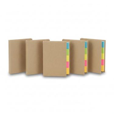 Imagem de Mini Caderno Ecológico com Sticky Notes, Capa Dura em Papel Reciclado, 22 Folhas Sem Pauta, Amarelo, 8x5,3x1,2cm (5, Bege)