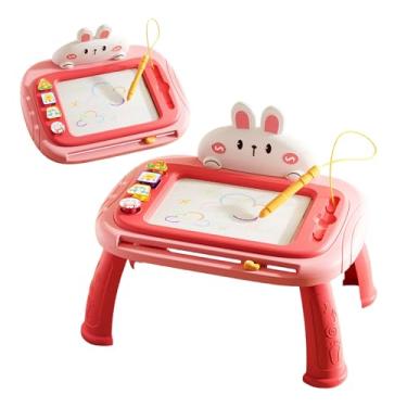 Imagem de Prancheta magnética, Prancheta magnética - Placa do Doodle do miúdo dos desenhos animados, de aprendizagem Doodle de 4 partições coloridas para viagens, atividades ao ar livre, casa, escola