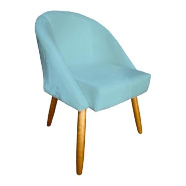 Imagem de Poltrona Cadeira de Jantar Lua - Estofada em Suede de Luxo com Pés Palito, Elegante e Confortável para Ambientes Domésticos (Azul Turquesa)