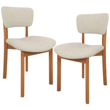 Imagem de Kit 2 Cadeiras Para Sala de Jantar Cozinha Living Estofada Dara L02 Linho Champagne - Lyam Decor
