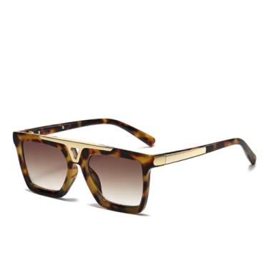 Imagem de VFDHN Óculos de Sol Vintage com Ponte Dupla, Lentes Espelhadas Degradê, Proteção UV400, Masculino e Feminino (TYJ261-6)