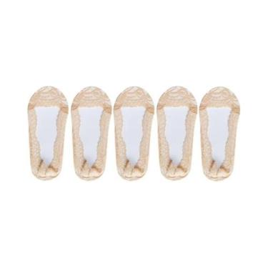 Imagem de Meias Femininas De Verão Finas Com Renda Floral Invisível, Antiderrapa