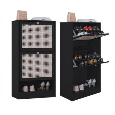 Imagem de Kit 2 Sapateiras Tropical 2 Portas Multiuso Vertical Poquema Preto