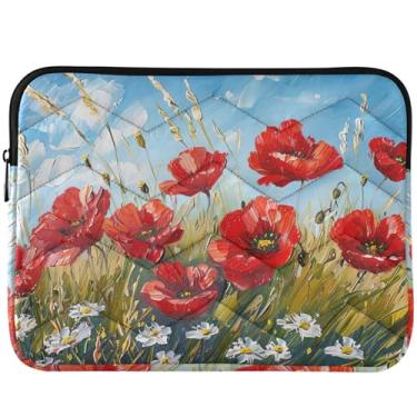 Imagem de Capa protetora para laptop Red Poppies Daisies Grass Capas universais de 13 a 14 polegadas acessórios de computador para Macbook Pro Sleeve 13 polegadas