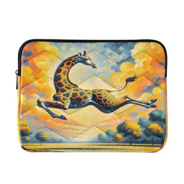 Imagem de Bolsa masculina para laptop com girafa laranja celeste, média, à prova de choque, capa protetora para transporte de computador, bolsas de professor de 33 a 13,3 polegadas