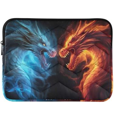 Imagem de Capa protetora para laptop Ice Fire Dragons Fighting Flames Capa protetora para notebook premium 14 13 polegadas capa para laptop universal 14 13 polegadas
