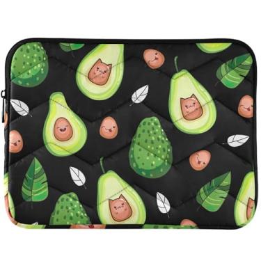 Imagem de Capas para laptop verdes abacate frutas pretas bufantes para MacBook capa de laptop acolchoada 13 polegadas capa para notebook universal 13-14 polegadas