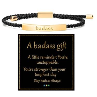 Imagem de 72ore Pulseira You Are a Badass para mulheres Badass Girl Gang Pulseira Amizade Presentes Inspiradores para Mulheres Melhor Amigo Pulseiras Joias Presente, Large, Aço inoxidável, Sem Pedra Preciosa