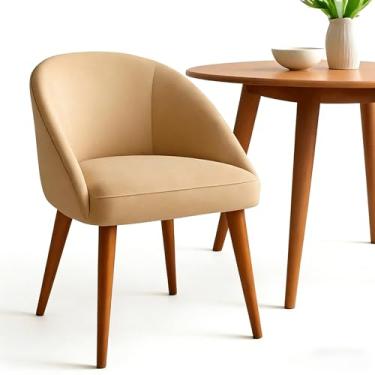 Imagem de Kit 2 Cadeiras de Jantar e Sala de Estar Lua - Decorativas Poltronas Estáticas, Ideal para Salão, Quarto e Recepção Residencial, Elegantes e Confortáveis (KIT 2 BEGE)