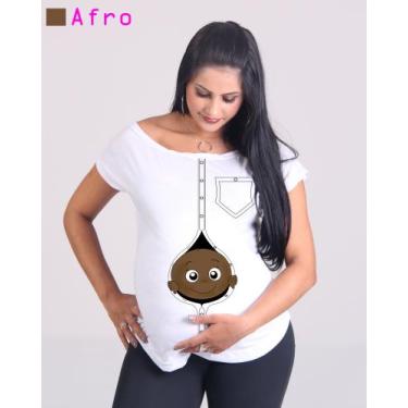 Imagem de Camiseta Bata Canoa Chá De Bebê Mãe gestante - Balisarts, Pele negra, 