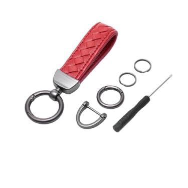 Imagem de Capa Csae de chave de carro de fibra de carbono TPU compatível com VW Polo Golf Passat compatível com Skoda Octavia A5 Bora Jetta Seat Ibiza Leon acessórios(Red keychain)