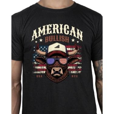 Imagem de Camisa Country Básica Em Algodão Camiseta Estampa American Bullish, Pr