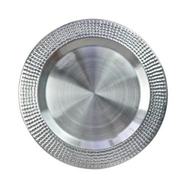 Imagem de Sousplat de Inox com Detalhes na Borda, 32cm - Genérico