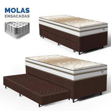 Imagem de Cama Box com Colchão de Molas Ensacadas Double Face Pillow Euro Alfa Probel + Auxiliar de Espuma Unique Solteiro 88cm
