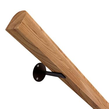 Imagem de DKXCOSQ Corrimão de escada de madeira com suportes de metal antiderrapante para corredores de casas de fazenda kit completo (0,5 m)