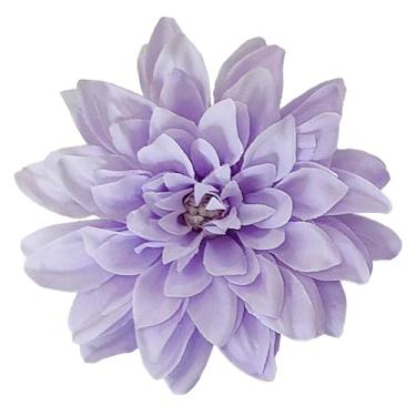 Imagem de Flores artificiais de seda roxa clara de 12,7 cm a granel, 30 peças de cabeças de flores falsas para artesanato, flores falsas grandes para festa de casamento, escritório em casa, decoração de parede