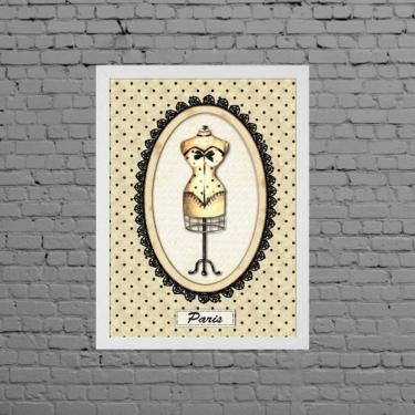 Imagem de Quadro Manequim Paris 45x34cm - Moldura Branca - Papel