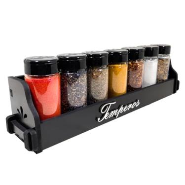 Imagem de Porta Temperos/Condimentos kit 07 potes organizador c/Tampa Dosadora + Suporte
