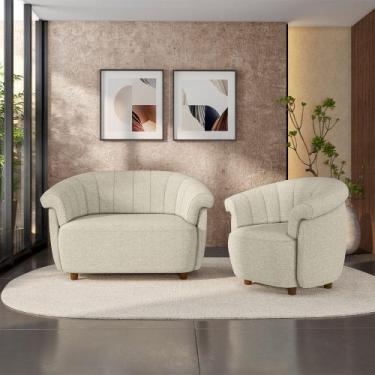 Imagem de Conjunto Sala de Estar Decorativo Latvia Sofá Namoradeira e Poltrona P